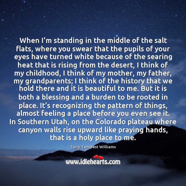 When I’m standing in the middle of the salt flats, where you Terry Tempest Williams Picture Quote