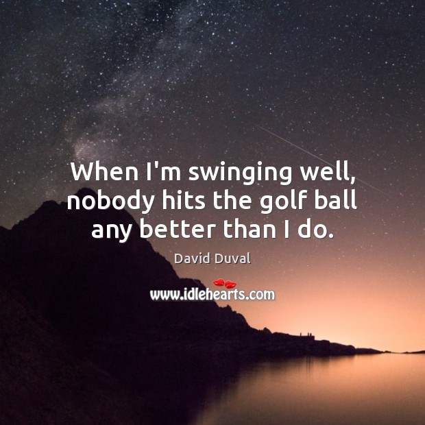 When I’m swinging well, nobody hits the golf ball any better than I do. David Duval Picture Quote