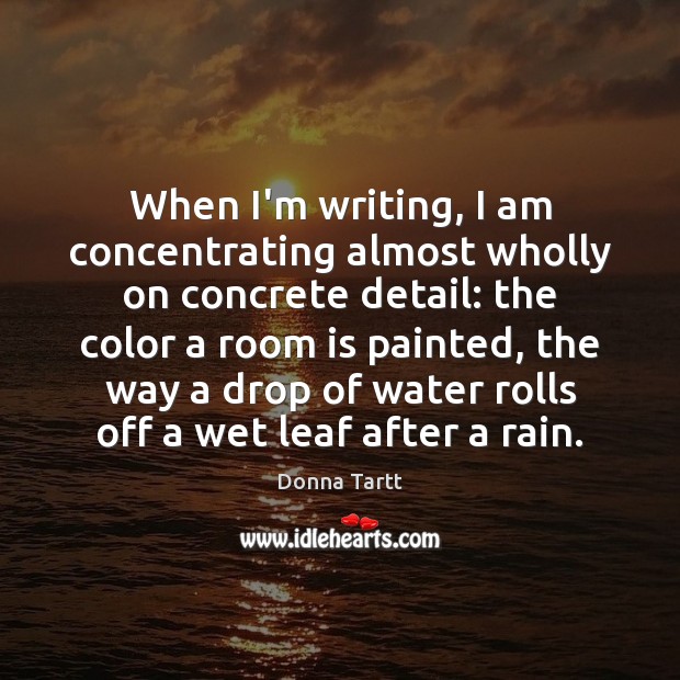 When I’m writing, I am concentrating almost wholly on concrete detail: the Donna Tartt Picture Quote