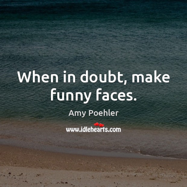 When in doubt, make funny faces. Amy Poehler Picture Quote