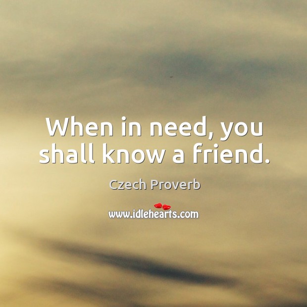 When in need, you shall know a friend. Czech Proverbs Image