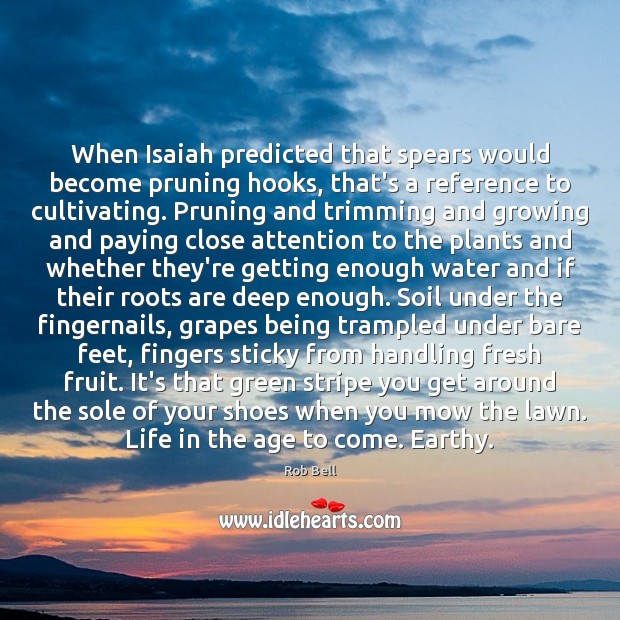 When Isaiah predicted that spears would become pruning hooks, that’s a reference Rob Bell Picture Quote