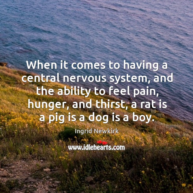 When it comes to having a central nervous system, and the ability to feel pain Ingrid Newkirk Picture Quote