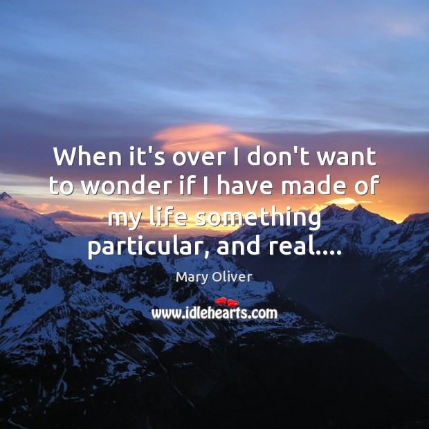 When it’s over I don’t want to wonder if I have made Mary Oliver Picture Quote