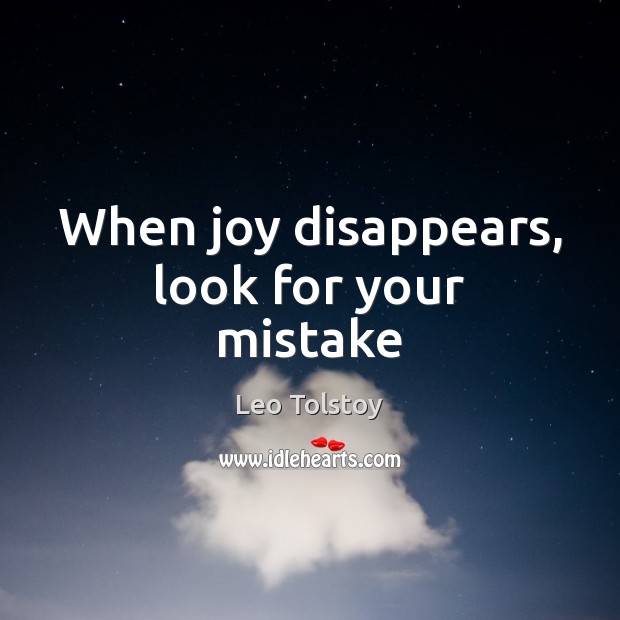 When joy disappears, look for your mistake Image