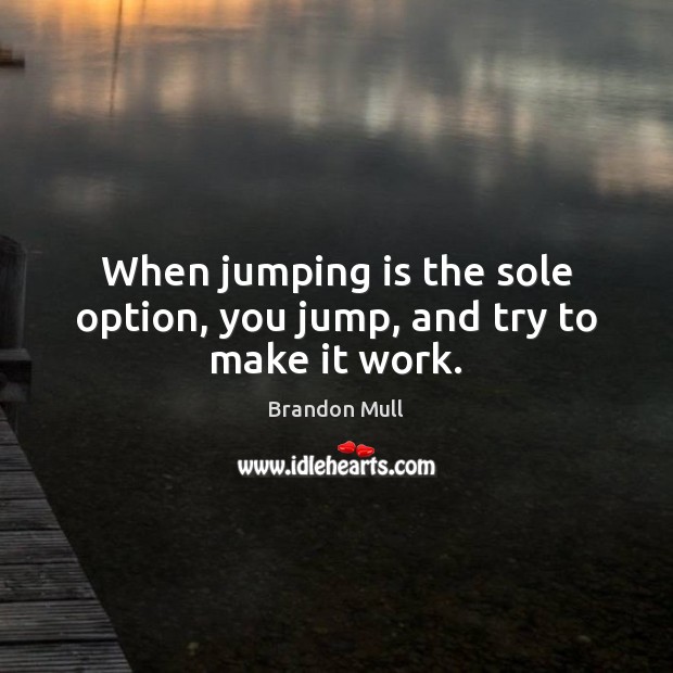 When jumping is the sole option, you jump, and try to make it work. Brandon Mull Picture Quote