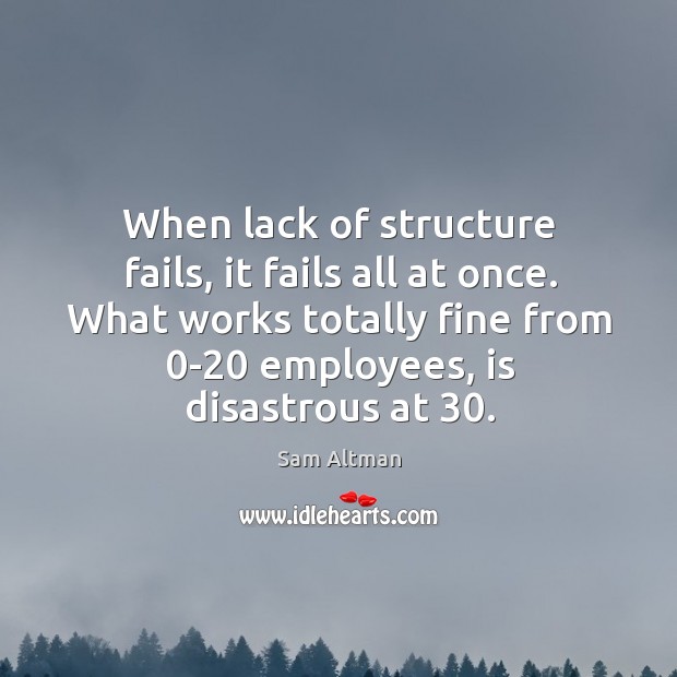 When lack of structure fails, it fails all at once. What works Image