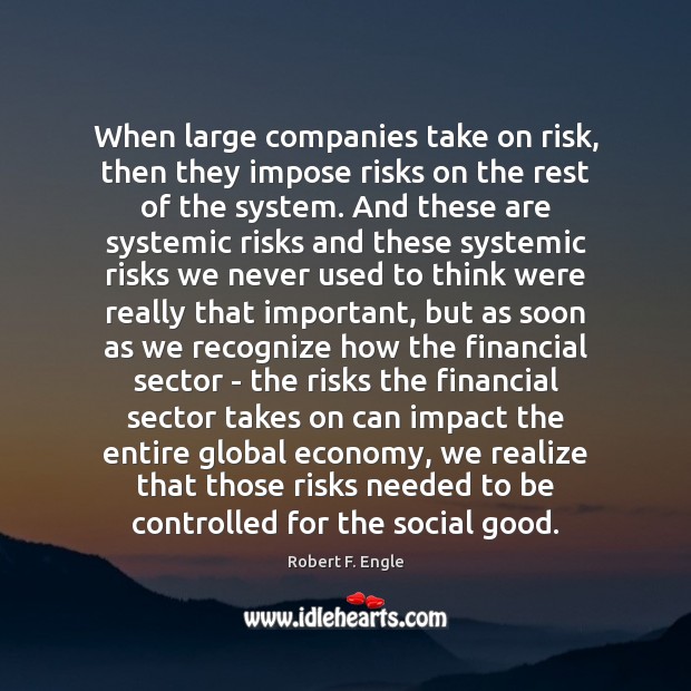 When large companies take on risk, then they impose risks on the Robert F. Engle Picture Quote