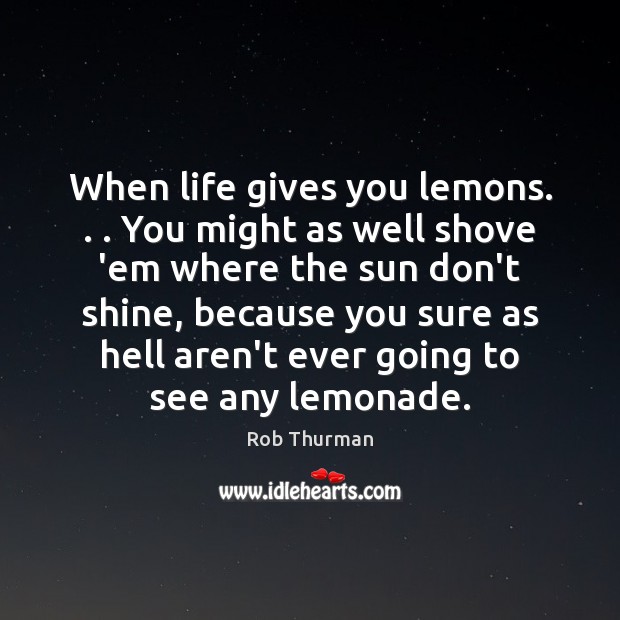 When life gives you lemons. . . You might as well shove ’em where 