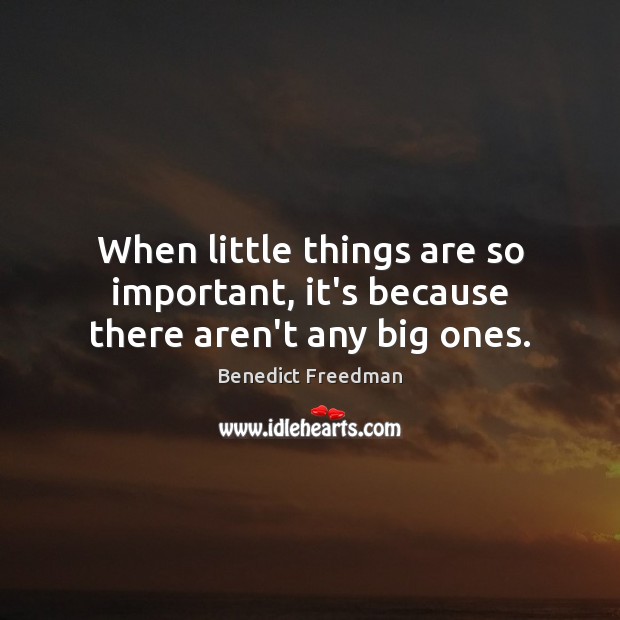 When little things are so important, it’s because there aren’t any big ones. Image