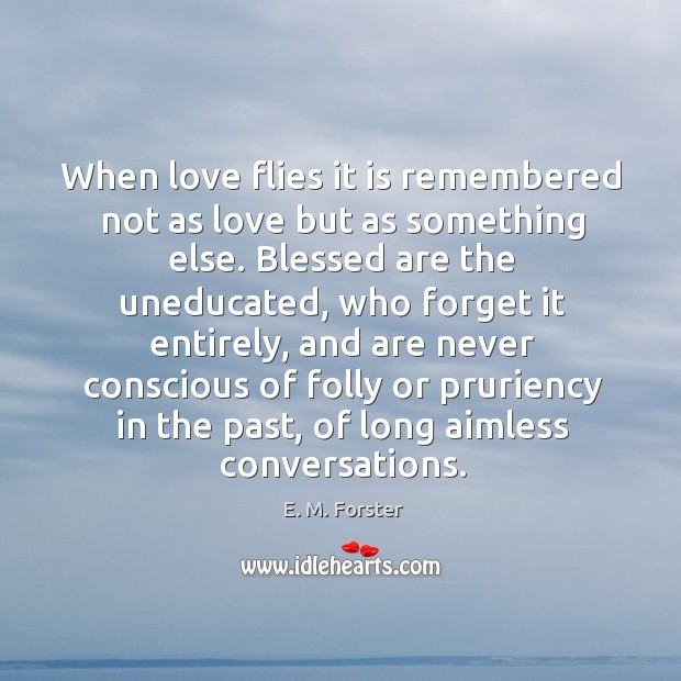 When love flies it is remembered not as love but as something E. M. Forster Picture Quote