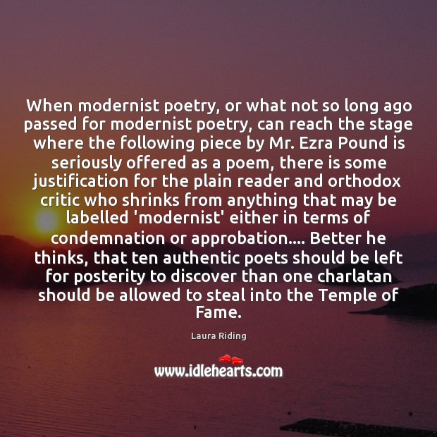 When modernist poetry, or what not so long ago passed for modernist Image