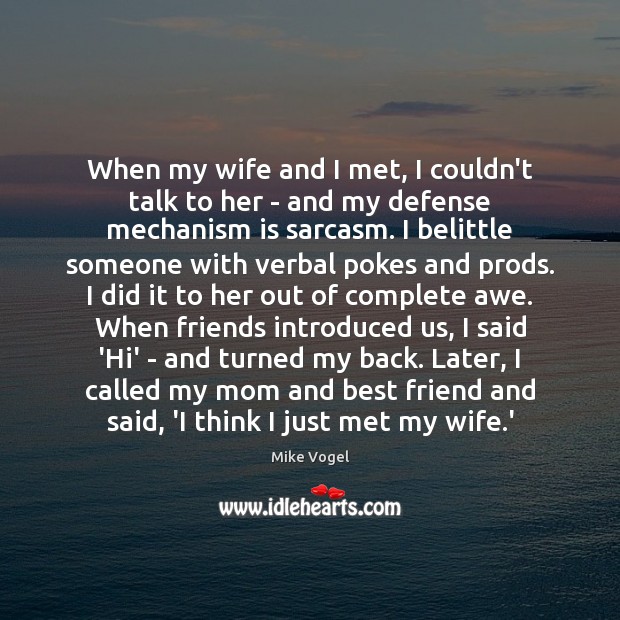 When my wife and I met, I couldn’t talk to her – Mike Vogel Picture Quote