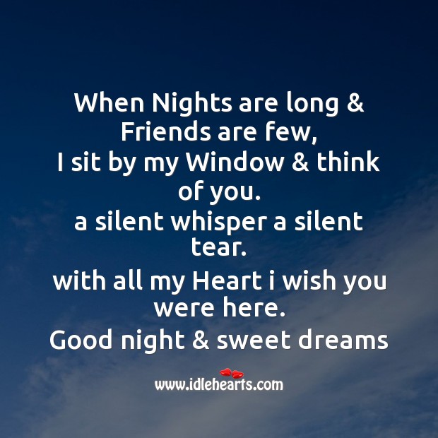 When nights are long & friends are few Good Night Quotes Image