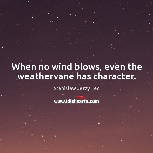 When no wind blows, even the weathervane has character. Stanisław Jerzy Lec Picture Quote