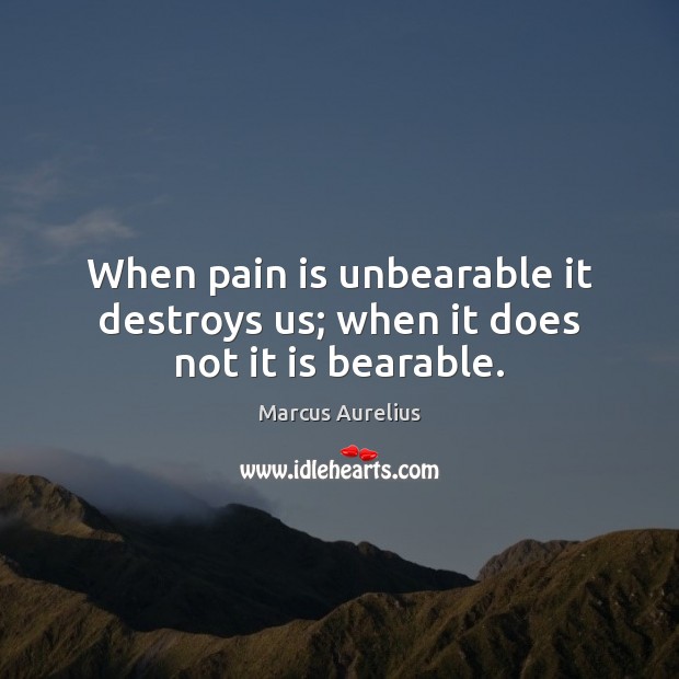 When pain is unbearable it destroys us; when it does not it is bearable. Image