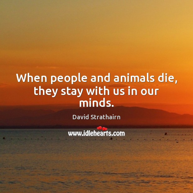 When people and animals die, they stay with us in our minds. David Strathairn Picture Quote