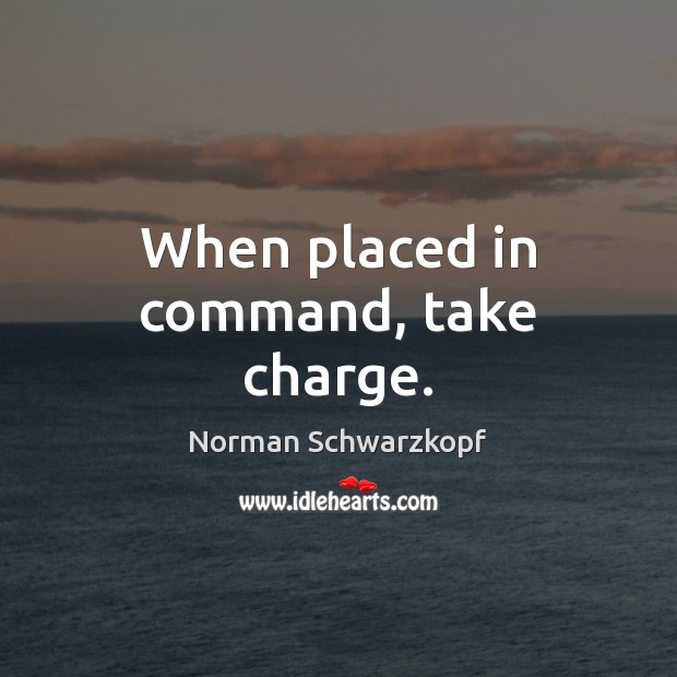 When placed in command, take charge. Norman Schwarzkopf Picture Quote
