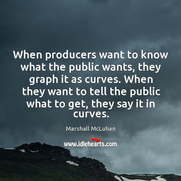 When producers want to know what the public wants, they graph it as curves. Marshall McLuhan Picture Quote