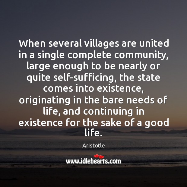 When several villages are united in a single complete community, large enough Image