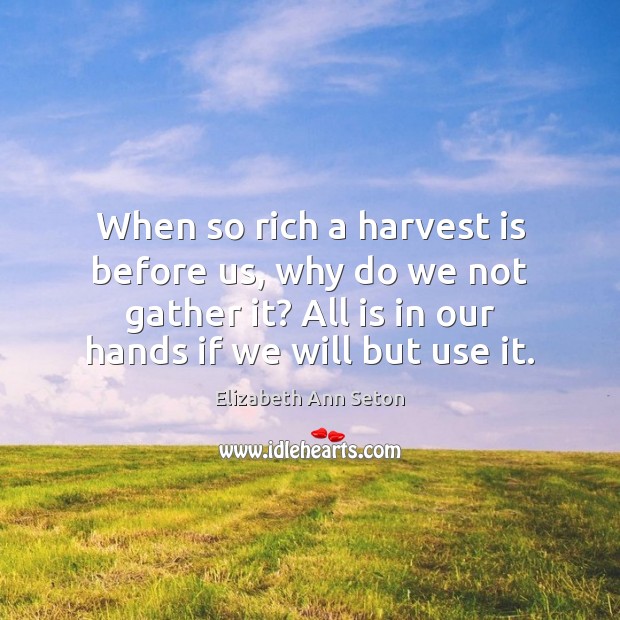 When so rich a harvest is before us, why do we not Elizabeth Ann Seton Picture Quote
