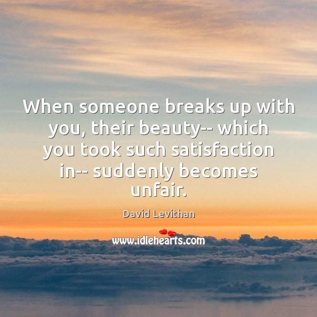 When someone breaks up with you, their beauty– which you took such David Levithan Picture Quote