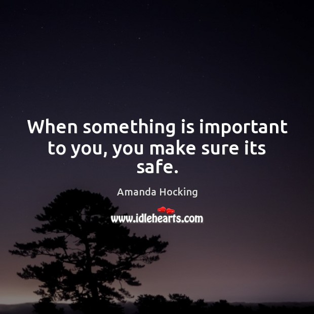 When something is important to you, you make sure its safe. Amanda Hocking Picture Quote