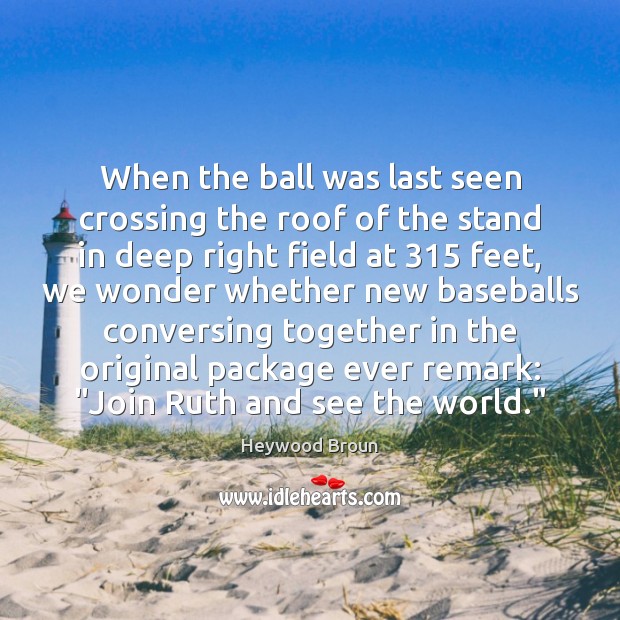 When the ball was last seen crossing the roof of the stand Heywood Broun Picture Quote