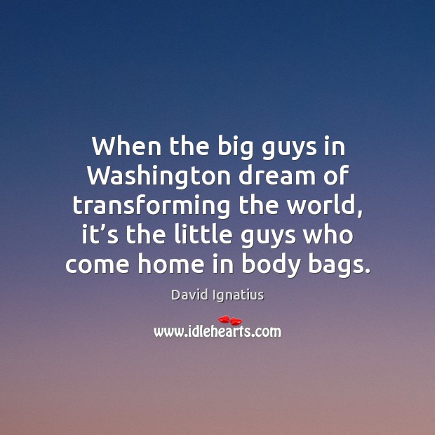 When the big guys in Washington dream of transforming the world, it’ David Ignatius Picture Quote