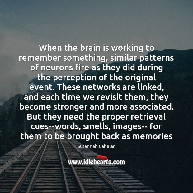 When the brain is working to remember something, similar patterns of neurons Susannah Cahalan Picture Quote