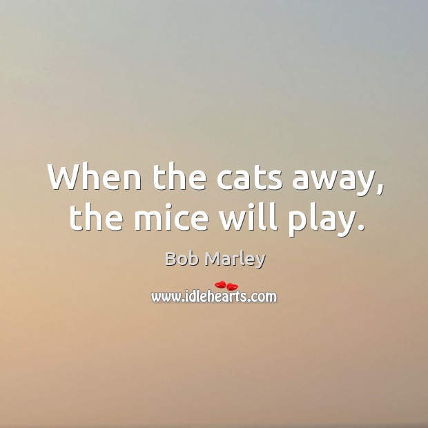 When the cats away, the mice will play. Bob Marley Picture Quote