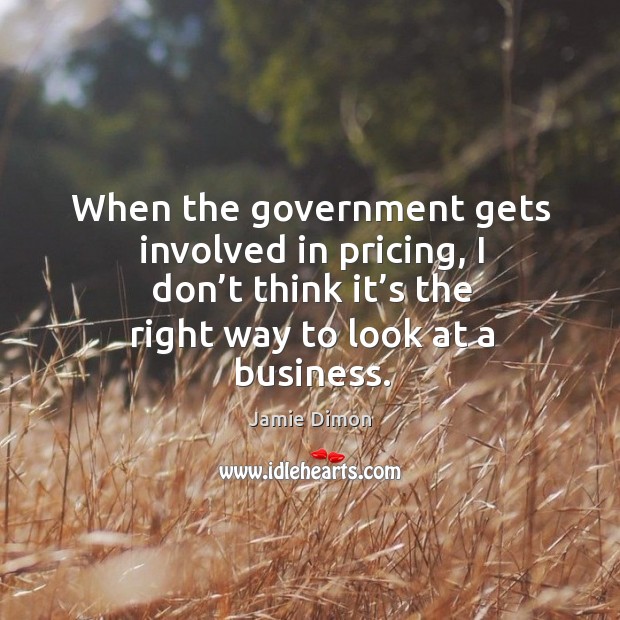When the government gets involved in pricing, I don’t think it’s the right way to look at a business. Jamie Dimon Picture Quote