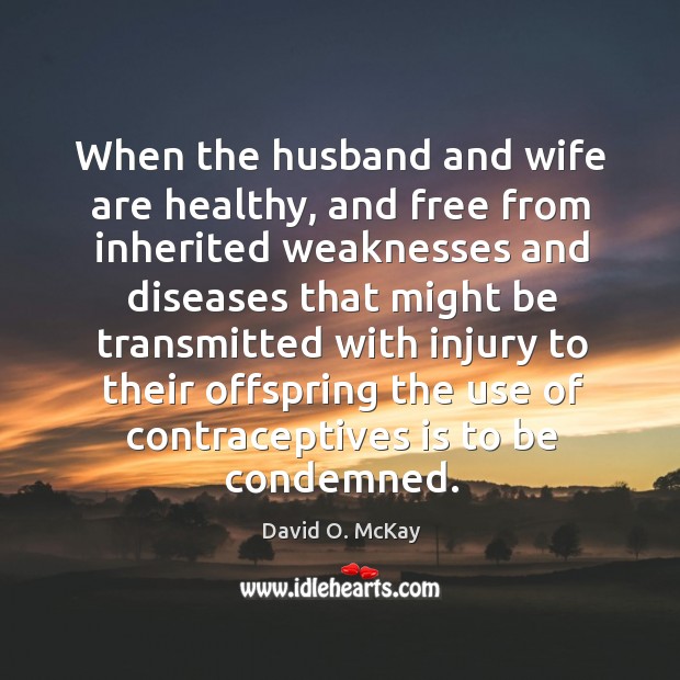 When the husband and wife are healthy, and free from inherited weaknesses David O. McKay Picture Quote