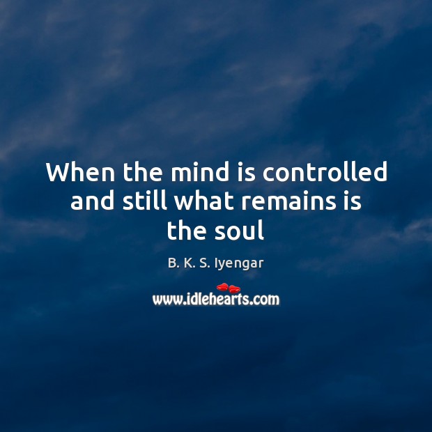 When the mind is controlled and still what remains is the soul B. K. S. Iyengar Picture Quote