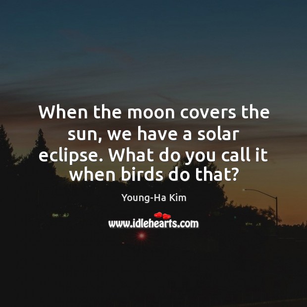 When the moon covers the sun, we have a solar eclipse. What Young-Ha Kim Picture Quote