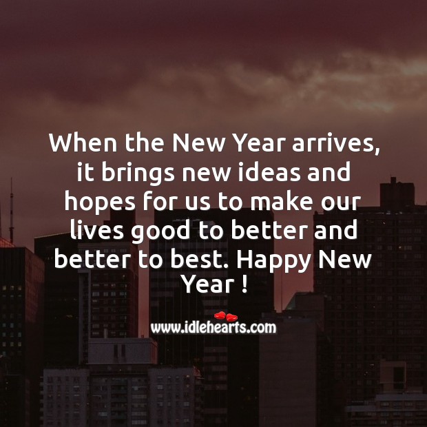 When the New Year arrives, it brings new ideas and hopes for us New Year Quotes Image