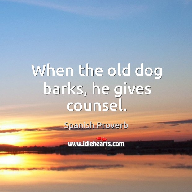 When the old dog barks, he gives counsel. Image