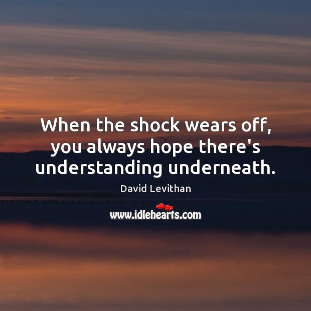 When the shock wears off, you always hope there’s understanding underneath. David Levithan Picture Quote