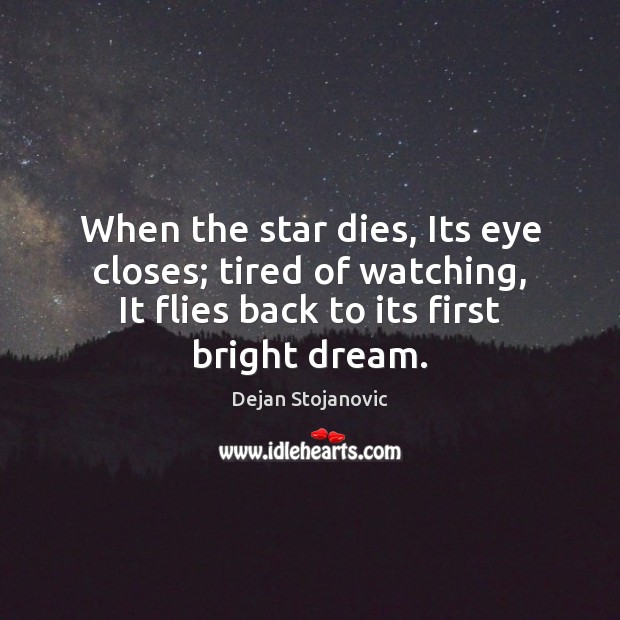 When the star dies, Its eye closes; tired of watching, It flies Dejan Stojanovic Picture Quote