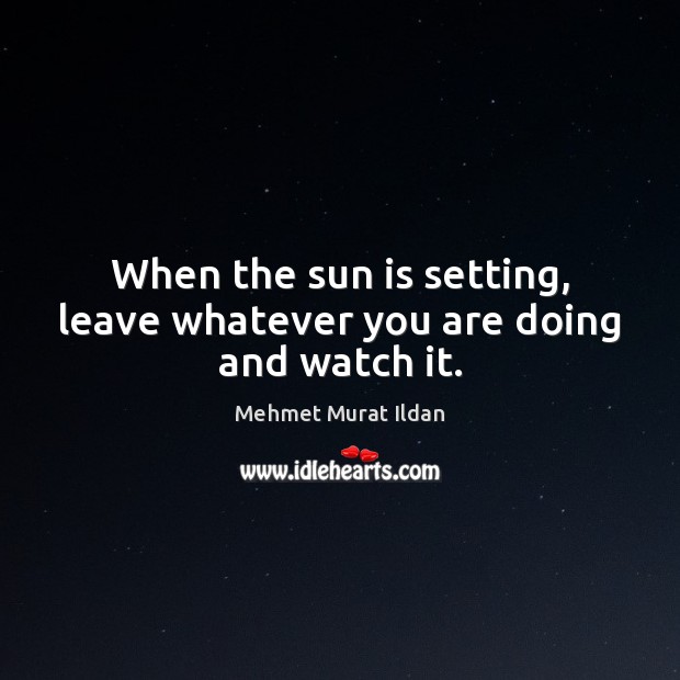 When the sun is setting, leave whatever you are doing and watch it. Mehmet Murat Ildan Picture Quote