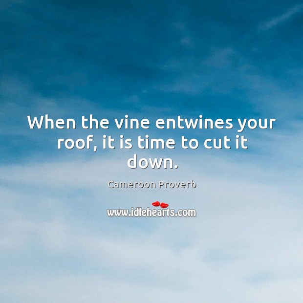 When the vine entwines your roof, it is time to cut it down. Cameroon Proverbs Image