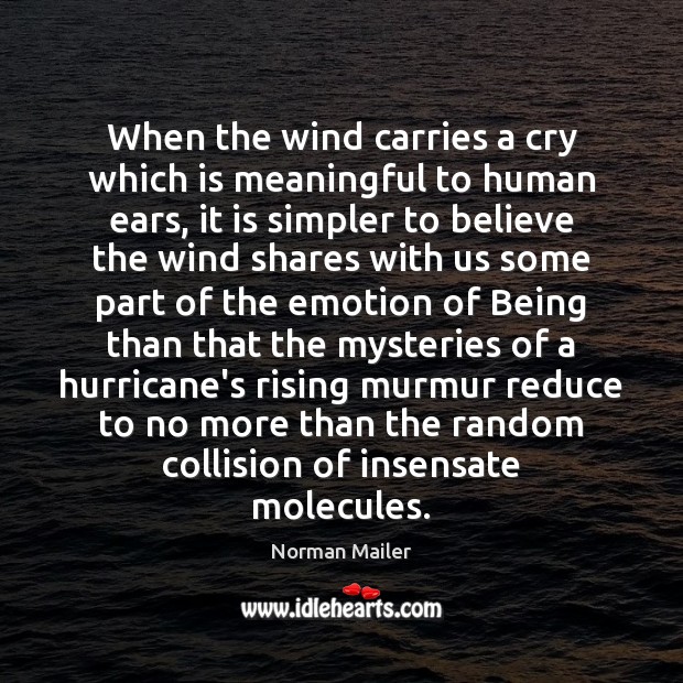 When the wind carries a cry which is meaningful to human ears, Norman Mailer Picture Quote
