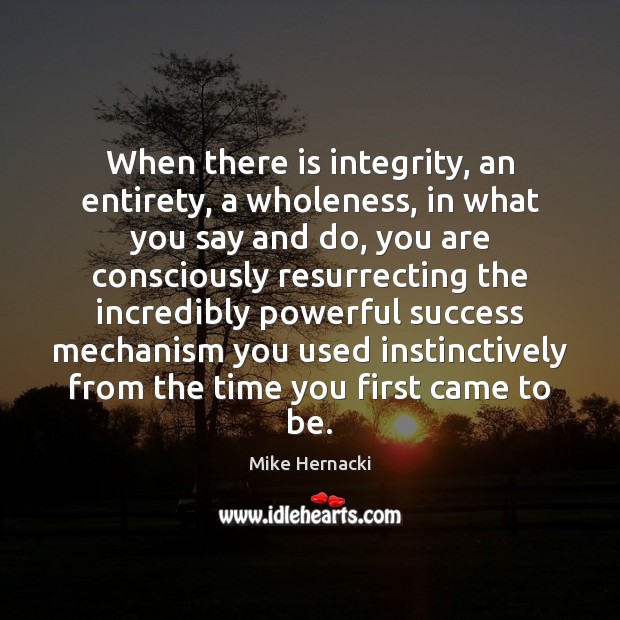 When there is integrity, an entirety, a wholeness, in what you say Mike Hernacki Picture Quote