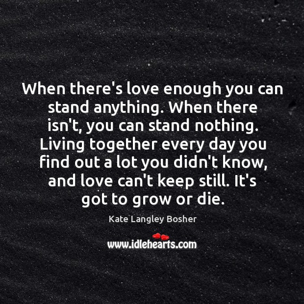 When there’s love enough you can stand anything. When there isn’t, you Kate Langley Bosher Picture Quote