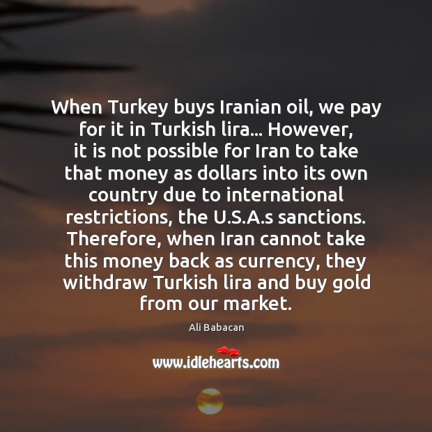 When Turkey buys Iranian oil, we pay for it in Turkish lira… Ali Babacan Picture Quote