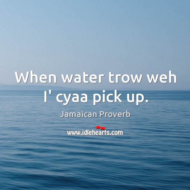 When water trow weh i’ cyaa pick up. Jamaican Proverbs Image