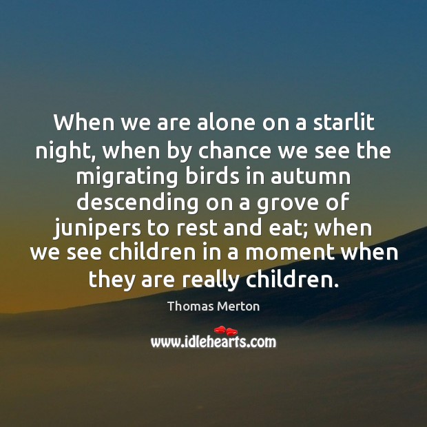 When we are alone on a starlit night, when by chance we Thomas Merton Picture Quote