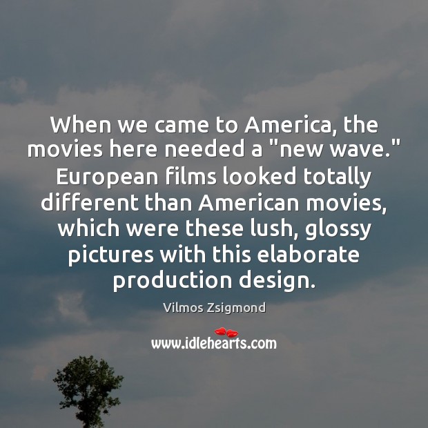 When we came to America, the movies here needed a “new wave.” Vilmos Zsigmond Picture Quote
