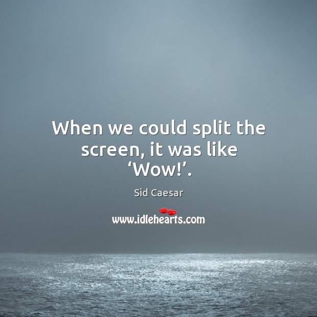 When we could split the screen, it was like ‘wow!’. Sid Caesar Picture Quote