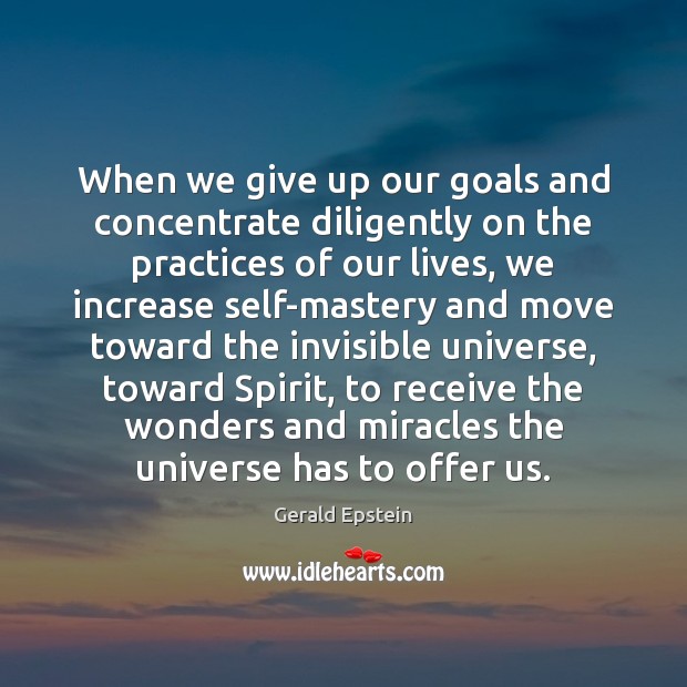When we give up our goals and concentrate diligently on the practices Gerald Epstein Picture Quote